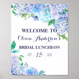 Póster Vegetación de color azul Hydrangea Nodal Luncheon