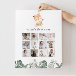 Póster Vegetación de tigres Collage de fotos de cumpleaño