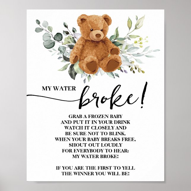 Póster Vegetación del oso Mi Rótulo Baby Shower de rotura (Frente)