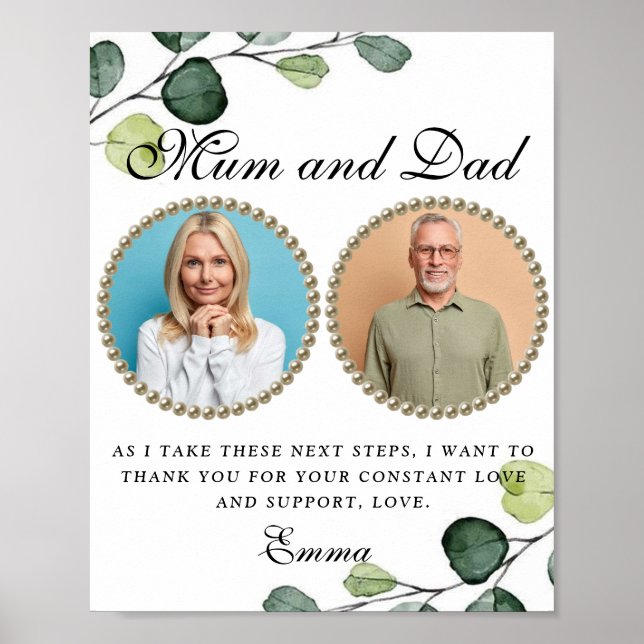 Póster Vegetación Padres de la Novia Gracias Regalo (Frente)