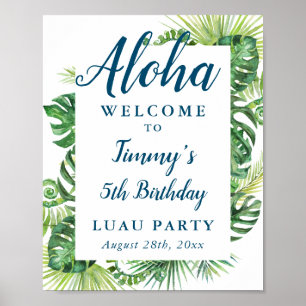 Póster Vegetación tropical Aloha Luau Signo de bienvenida