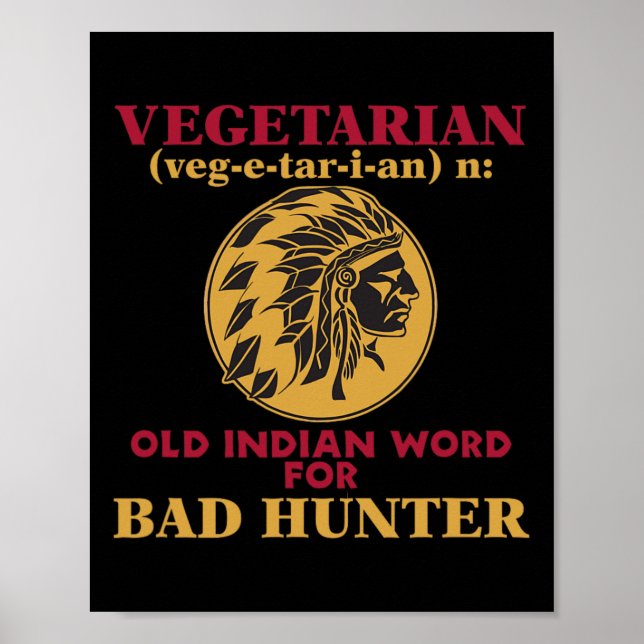 Póster Vegetariano Viejo Palabra Indio Para Byd Hunter (Frente)
