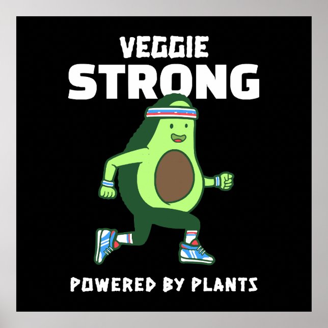 Póster Veggie Strong, impulsado por plantas (Frente)