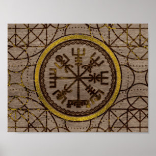 Póster Vegvisir. La brújula de navegación mágica