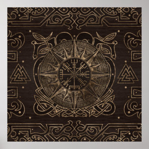 Póster Vegvisir - Ornamento de brújula viking