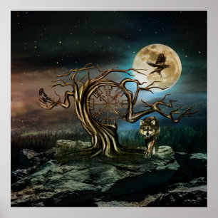 Póster Vegvisir Tree Moon
