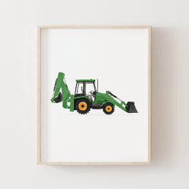 Póster Vehículo de Construcción Cargador Retroexcavadora