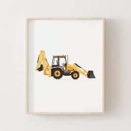 Póster Vehículo de Construcción Decorativo Cargador Retro