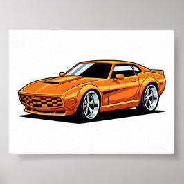 Póster Vehículo de Dibujos Animados Naranja