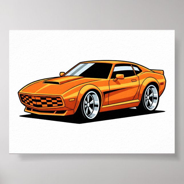 Póster Vehículo de Dibujos Animados Naranja (Frente)