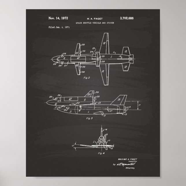 Póster Vehículo de transporte espacial 1972 Patent Art Ch (Frente)