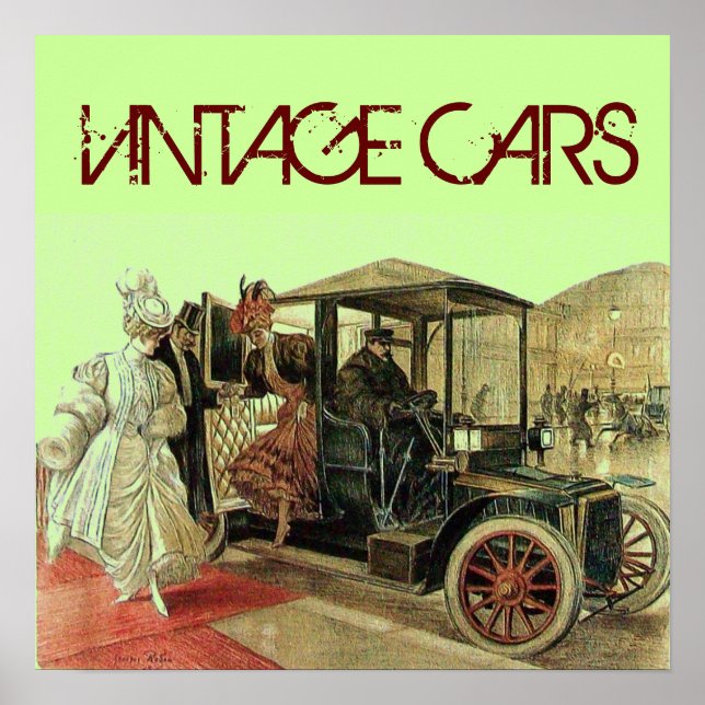 PÓSTER VEHÍCULO DE VENTAJA, ELEGANTES DAMAS CLÁSICO AUTO  (Frente)