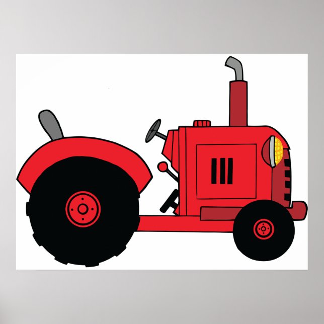 Póster Vehículo Tractor de Granja Rojo (Frente)