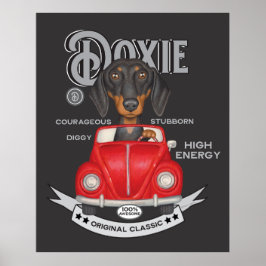 Póster Vehículo virgen de conducción de Dachshund