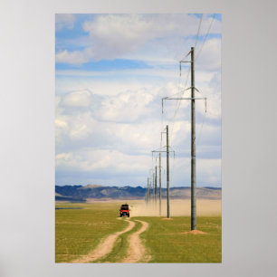 Póster Vehículos 4X4 en camino de tierra, desierto de Gob