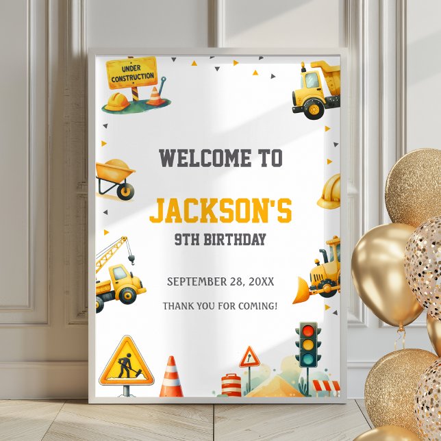 Póster Vehículos de construcción Volcar el signo de bienv (Subido por el creador)