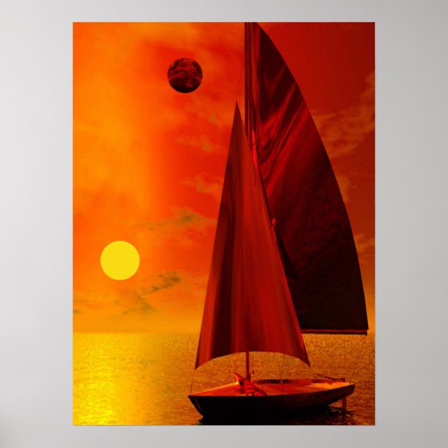 Póster Vela al atardecer (Frente)