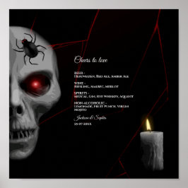 Póster Vela de araña de cráneo gótica - Halloween oscuro