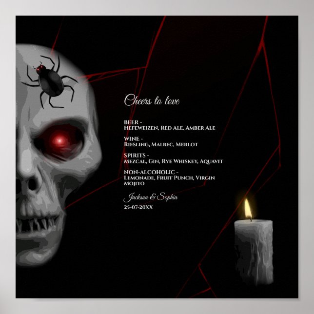Póster Vela de araña de cráneo gótica - Halloween oscuro  (Frente)