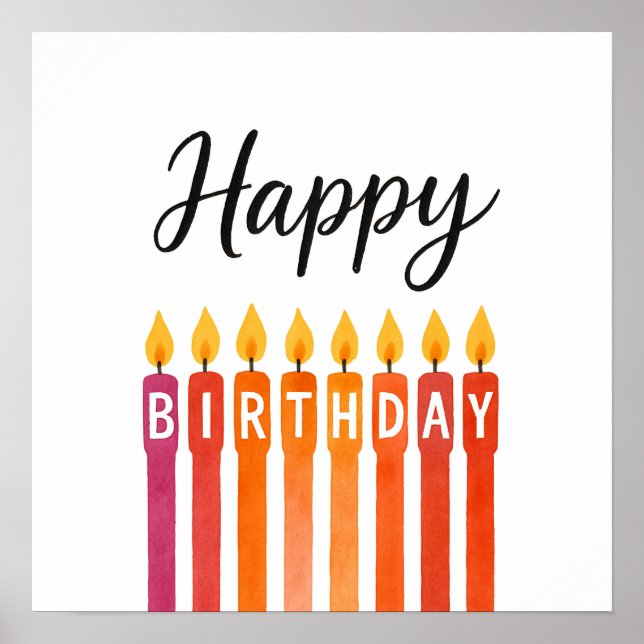 Póster Vela de cumpleaños colorida - cumpleaños feliz (Frente)