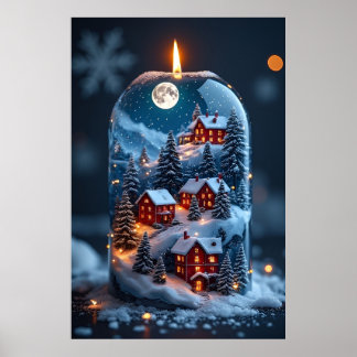 Póster Vela de globo de nieve mágico – Navidad acogedora