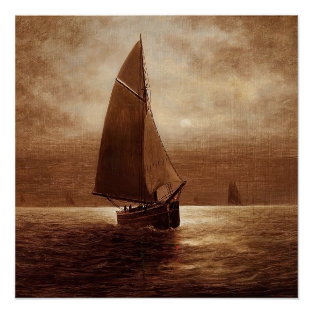 Póster Vela de noche (alrededor de 1900) Elbridge Wesley  (Anverso)