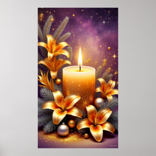 Póster ✨ Vela Dorada de Vacaciones Elegancia Festiva de P