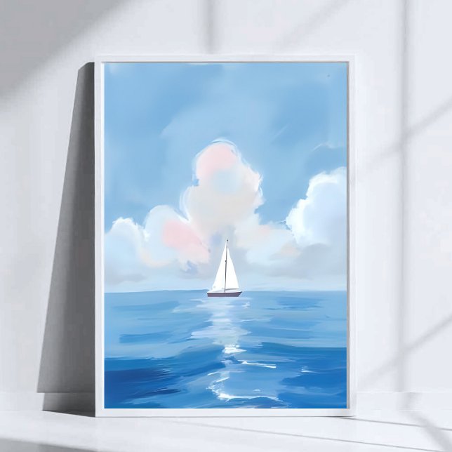 Póster Vela en azul | Pintura marina costera (Subido por el creador)