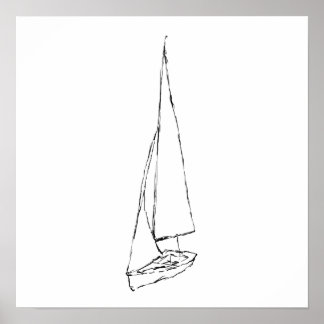 Póster Vela. Esbozo en blanco y negro.