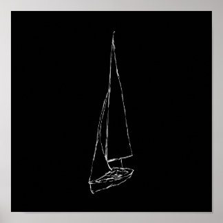 Póster Vela. Esbozo en blanco y negro.