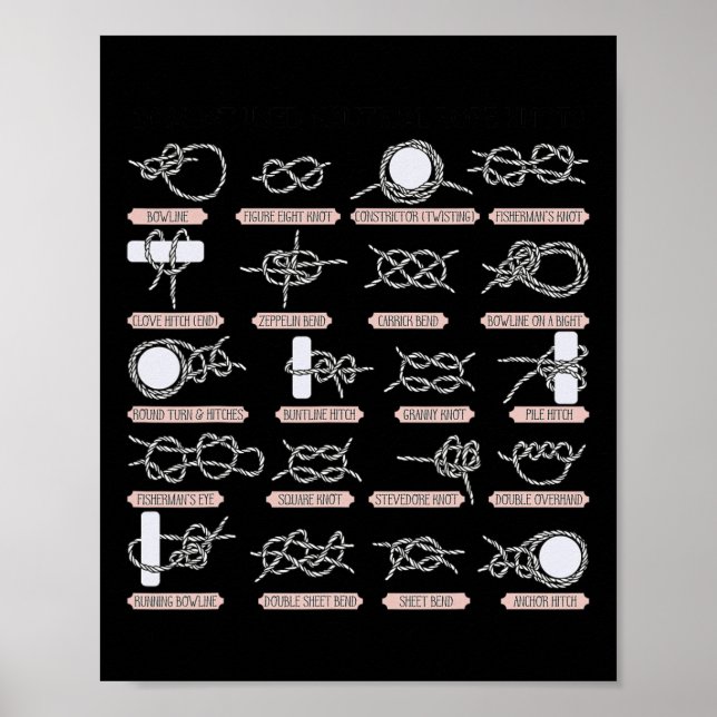 Póster Vela Nautical Rope Knots Anchor Naval (Frente)