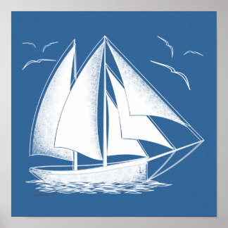 Póster Vela rápida, náutica, vintage.