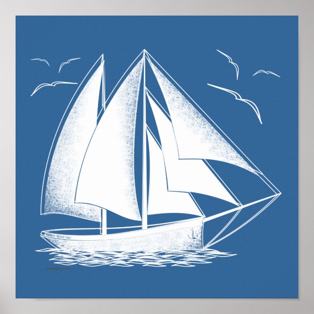 Póster Vela rápida, náutica, vintage. (Frente)