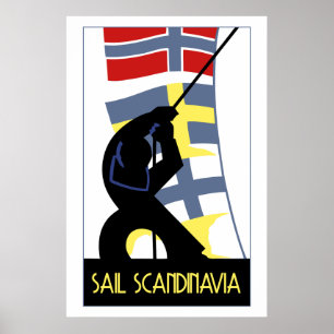 Póster Vela retra Escandinavia del estilo del art déco