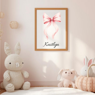 Póster Vela Rosa Acuarela Personalizada para Guardería