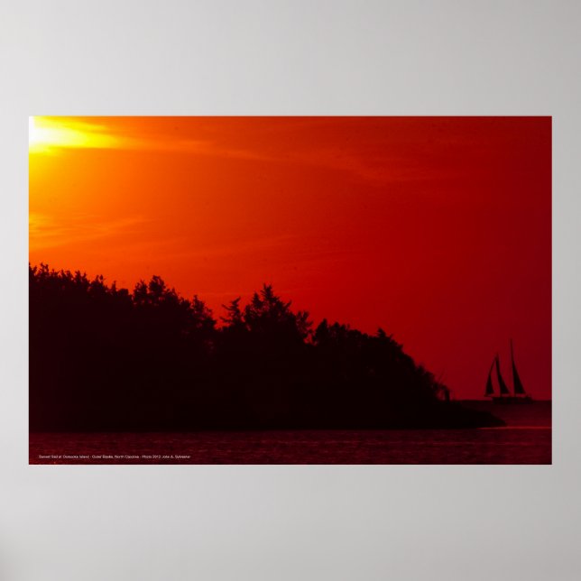 Póster velada de puesta de sol en la isla de Ocracoke (Frente)