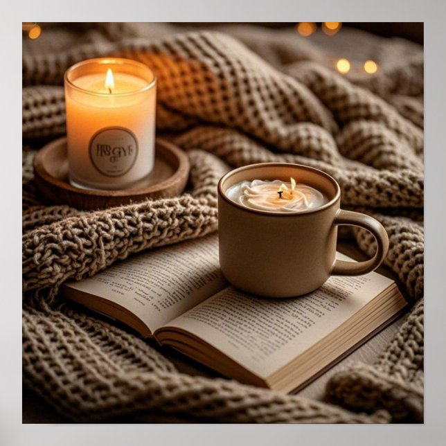 Póster Velas cálidas y acogedoras para una noche tranquil (Frente)