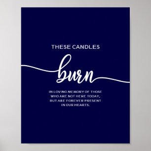 Póster Velas de boda azul marino elegantes Estas velas ar