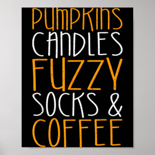 Póster Velas de Calabaza Calcetines Borrosos Camiseta de 