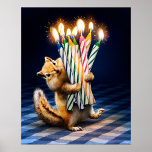 Póster Velas de cumpleaños de ardilla de tierra