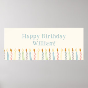 Póster Velas simples personalizadas felices de cumpleaños