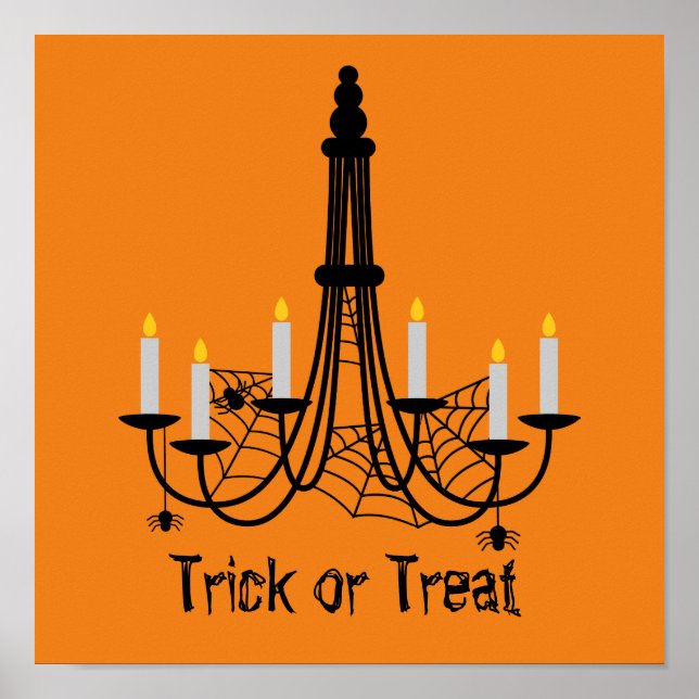 Póster velas y arañas de Halloween (Frente)