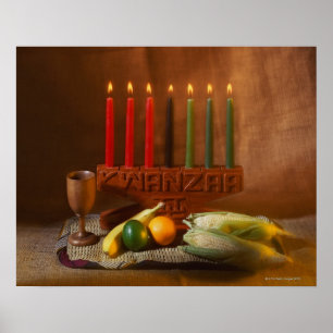 Póster Velas y comida de Kwanzaa