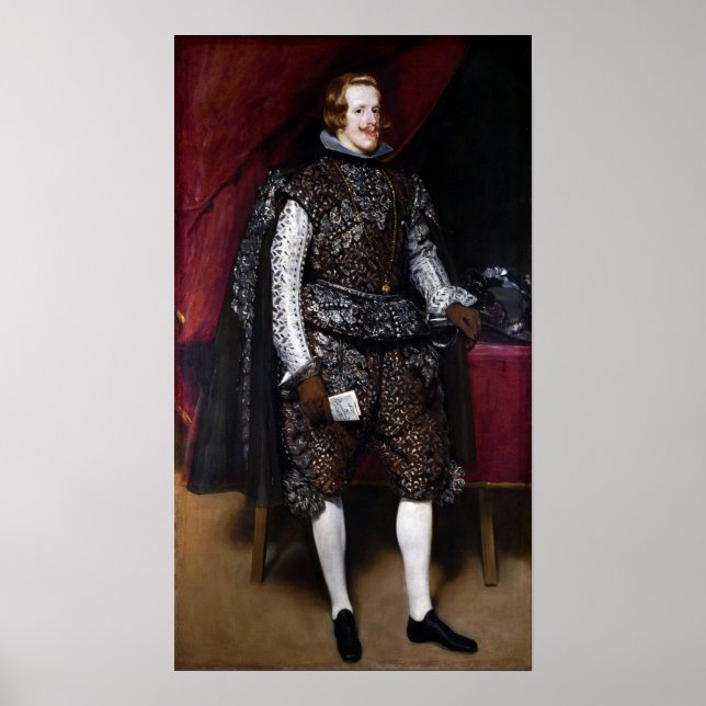 Póster Velázquez - Felipe IV De España En Marrón Y Plata (Frente)