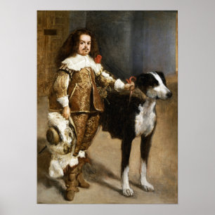 Póster Velázquez - Un Tonto Con Un Perro 1650