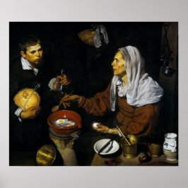 Póster Velázquez - Una anciana cocinando huevos