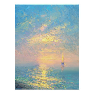 Póster Velero al Atardecer