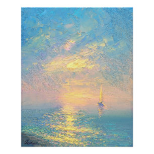 Póster Velero al Atardecer