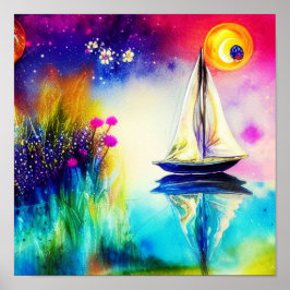 Póster Velero colorido  