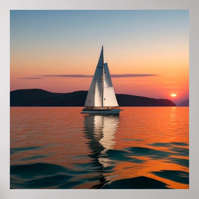 Póster Velero deslizándose sobre aguas tranquilas (Frente)